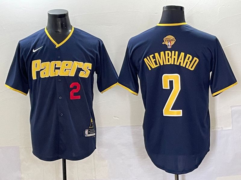 Men 2025 Indiana Pacers #2 Nembhard Blue Nike Joint Name NBA Jersey style 5